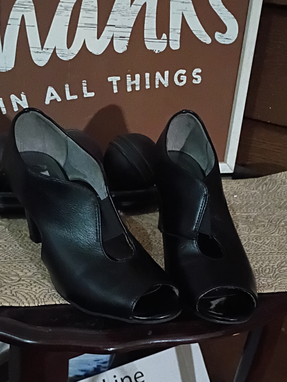 Life Stride Black Peep-Toe Dress Heels